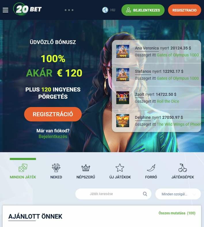 kaszin&oacute; szekci&oacute; a 20bet